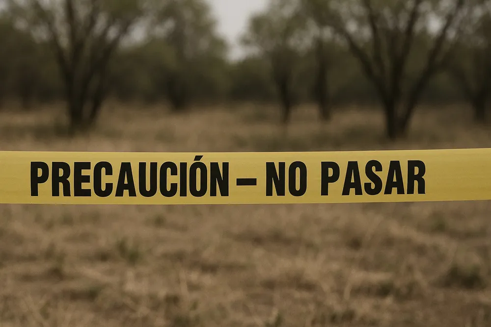 No Pasar cinta policial descampado